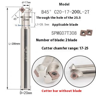 6037 45 degree inside and outside positive and negative chamfering cutter CNC rounding chamfering cutter SD SPK upper and lower bore reverse pull chamfering cutter bar Shandong Denso Pricision Tools Co.,Ltd.